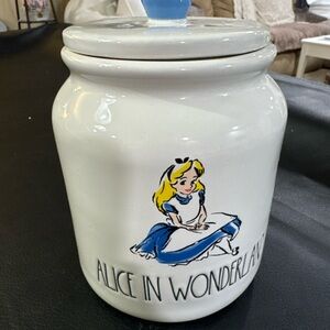 DISNEY Alice in Wonderland Magenta Rae Dunn Artisan Ceramic Canister 7"